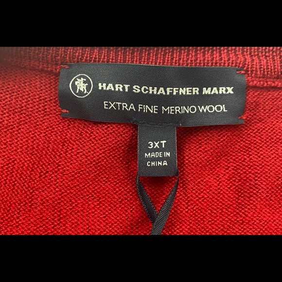 Hart Schaffner Marx Mens V Neck Vest Sz 3XT Big Tall 100% Red MERINO WOOL - Picture 9 of 10